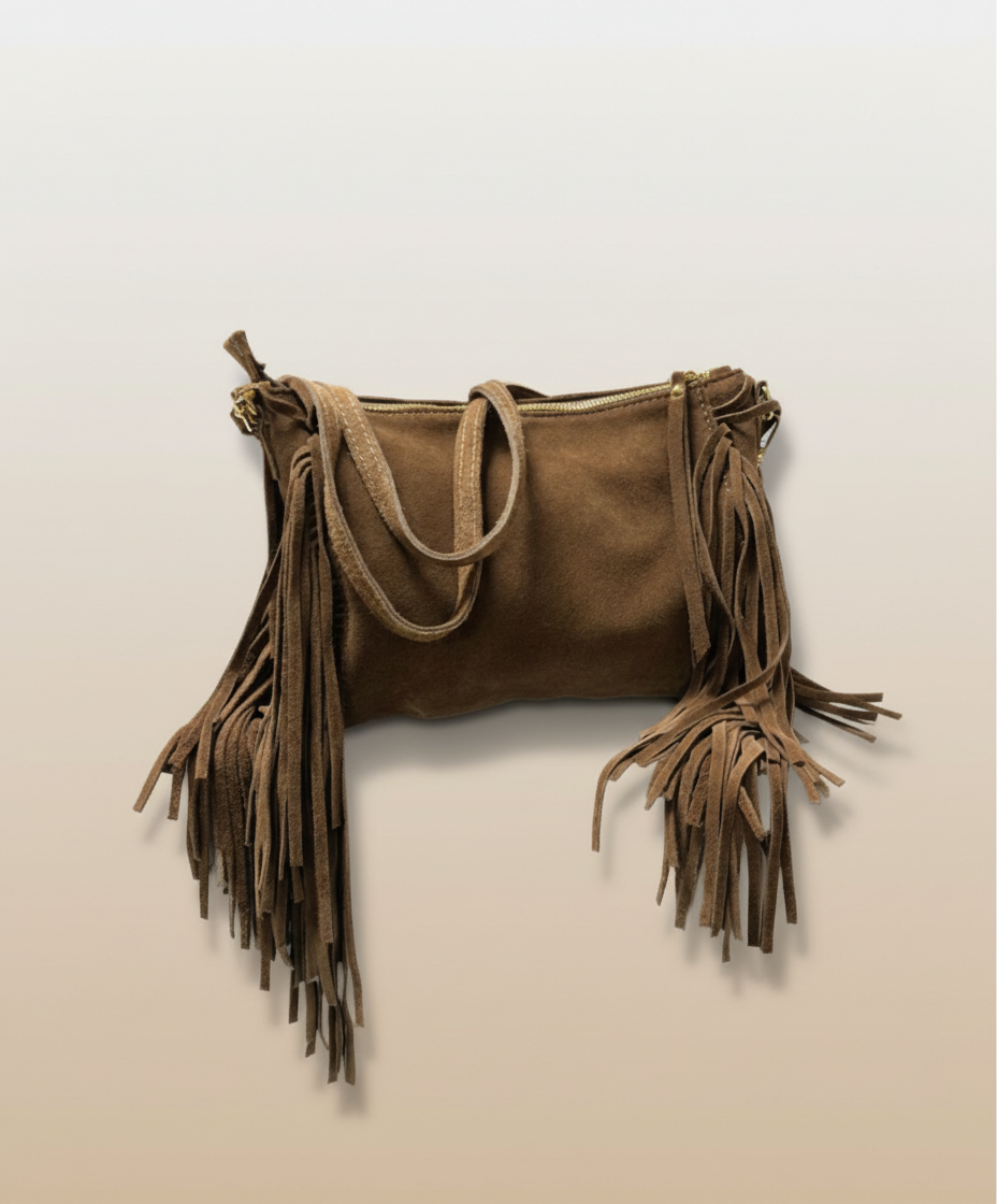 Bag vera pelle con frange