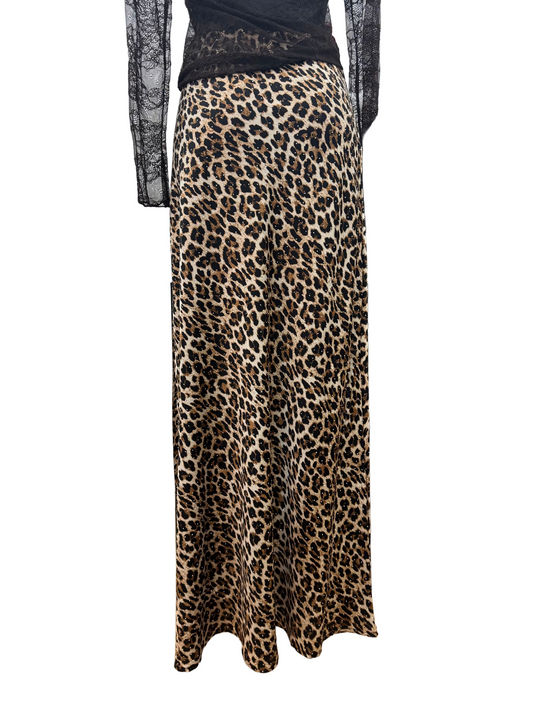 Gonna maculata in raso con strass