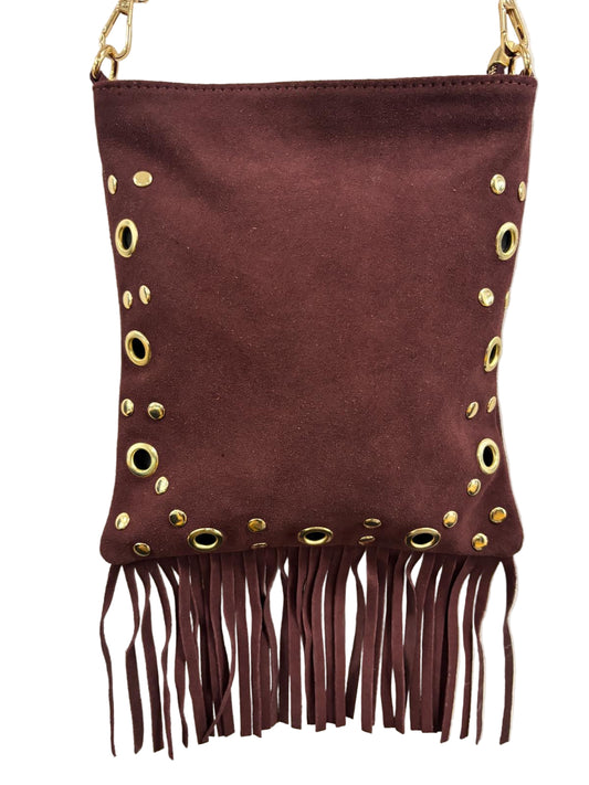 Bag vera pelle con frange