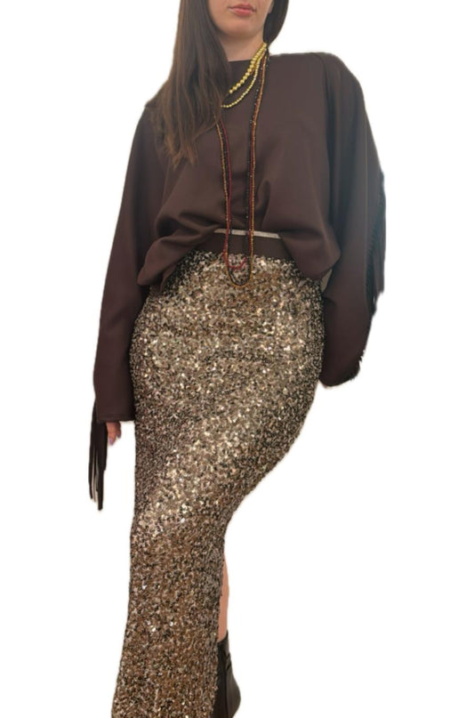 Gonna in paillettes elasticizzata