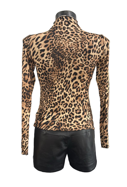 Maglia misto cashmere leopardata