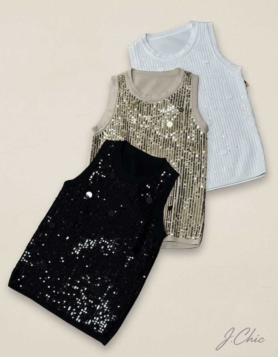 Canotta con paillettes
