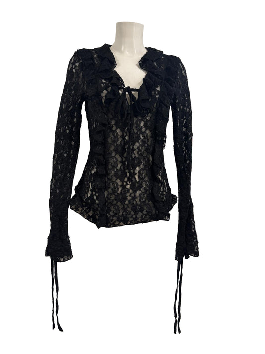 Maglia in pizzo manica lunga