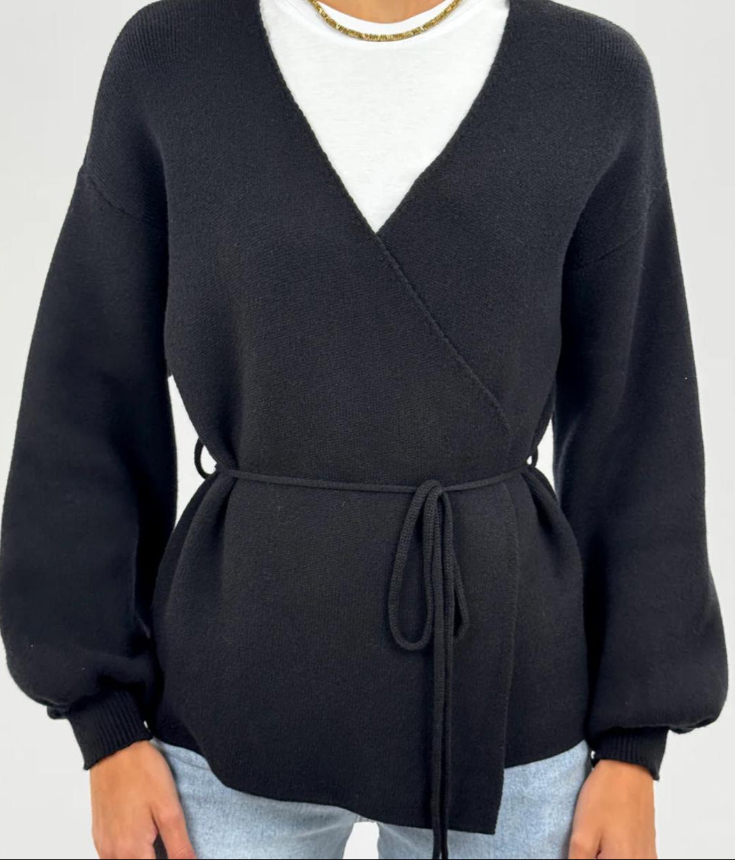 Cardigan in viscosa e lana incrociato