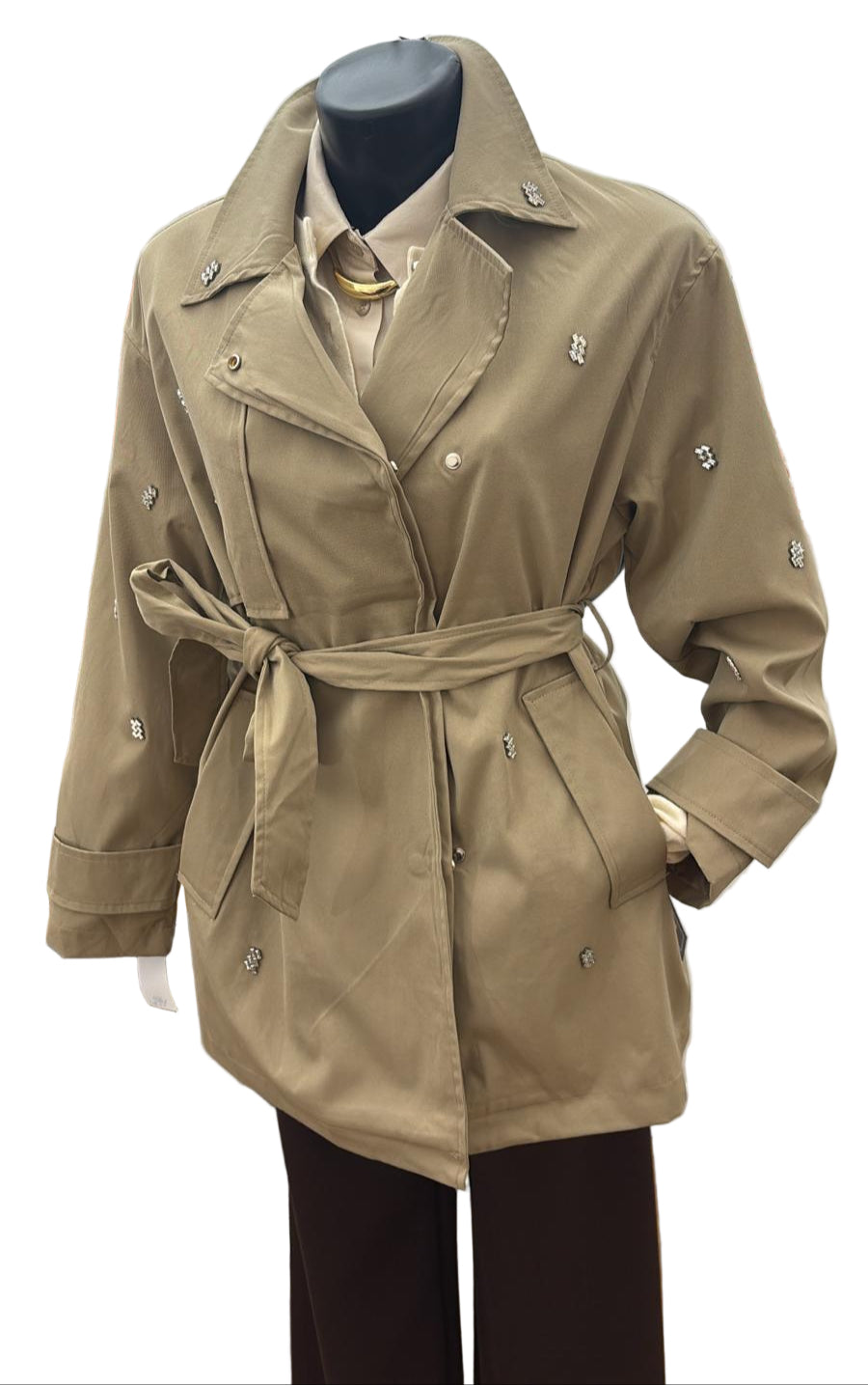 Trench corto con strass
