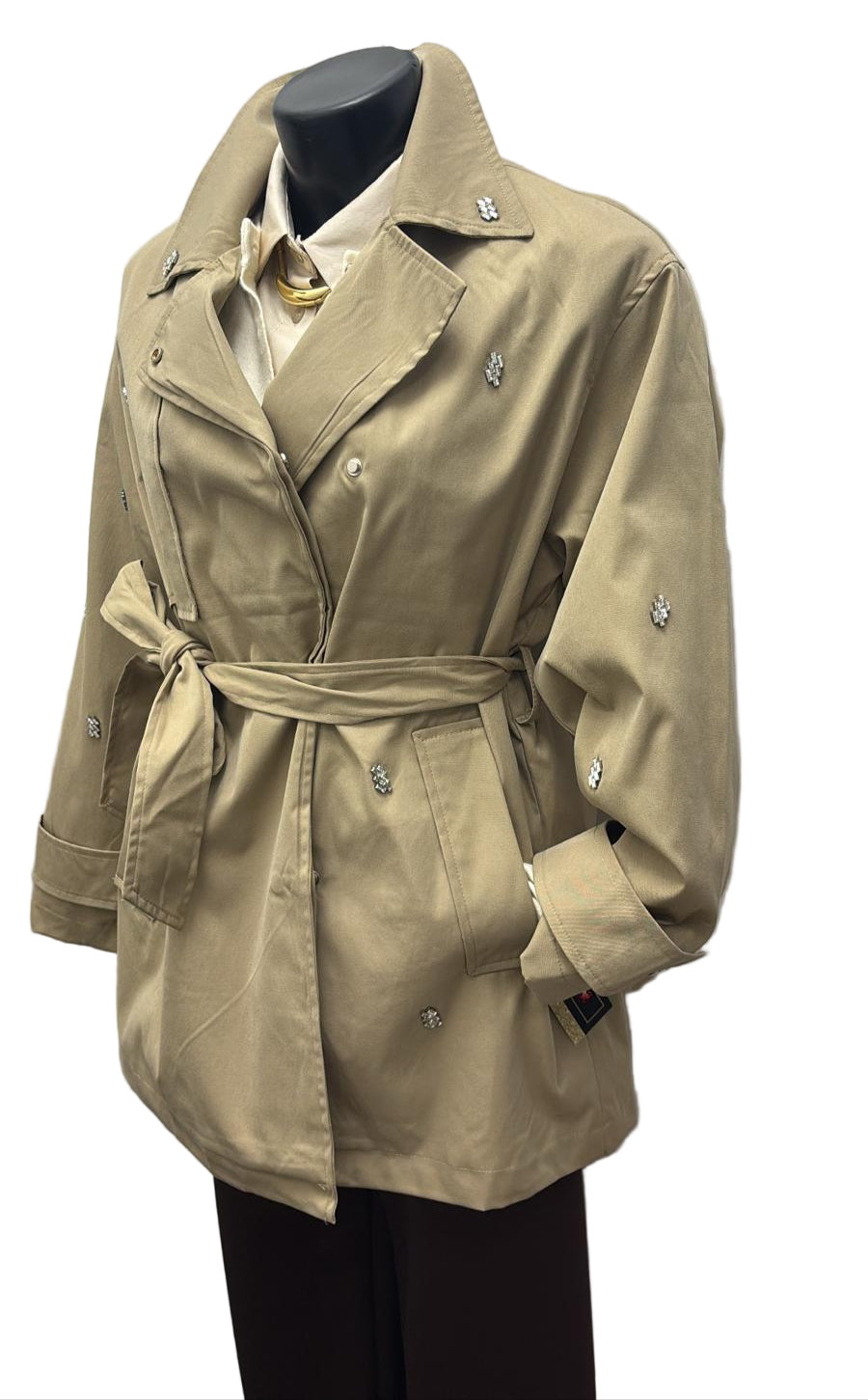 Trench corto con strass