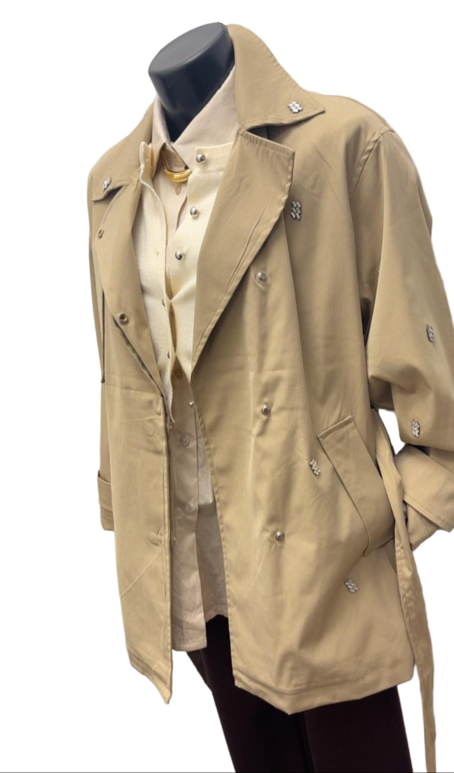 Trench corto con strass