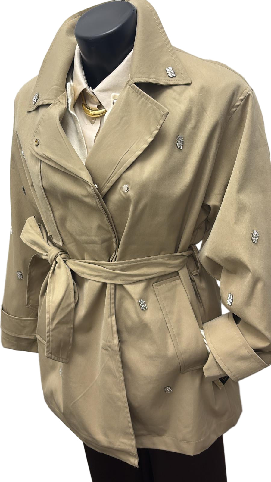 Trench corto con strass