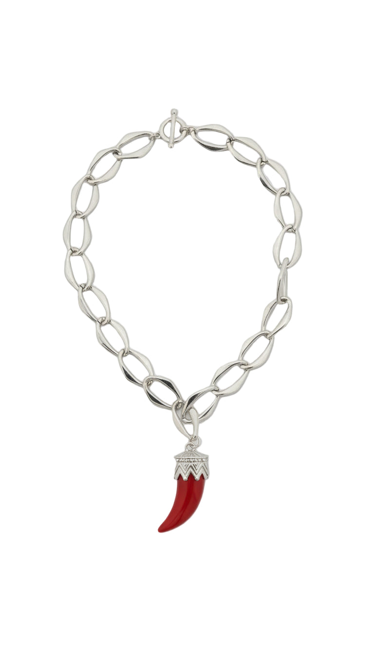 Collana con simbolo corno portafortuna