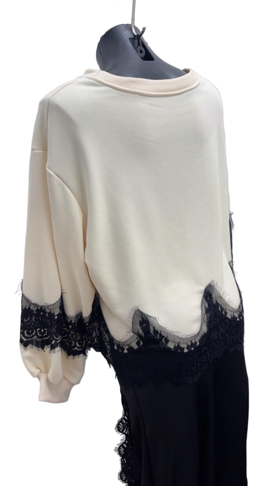 Felpa garzata con pizzo