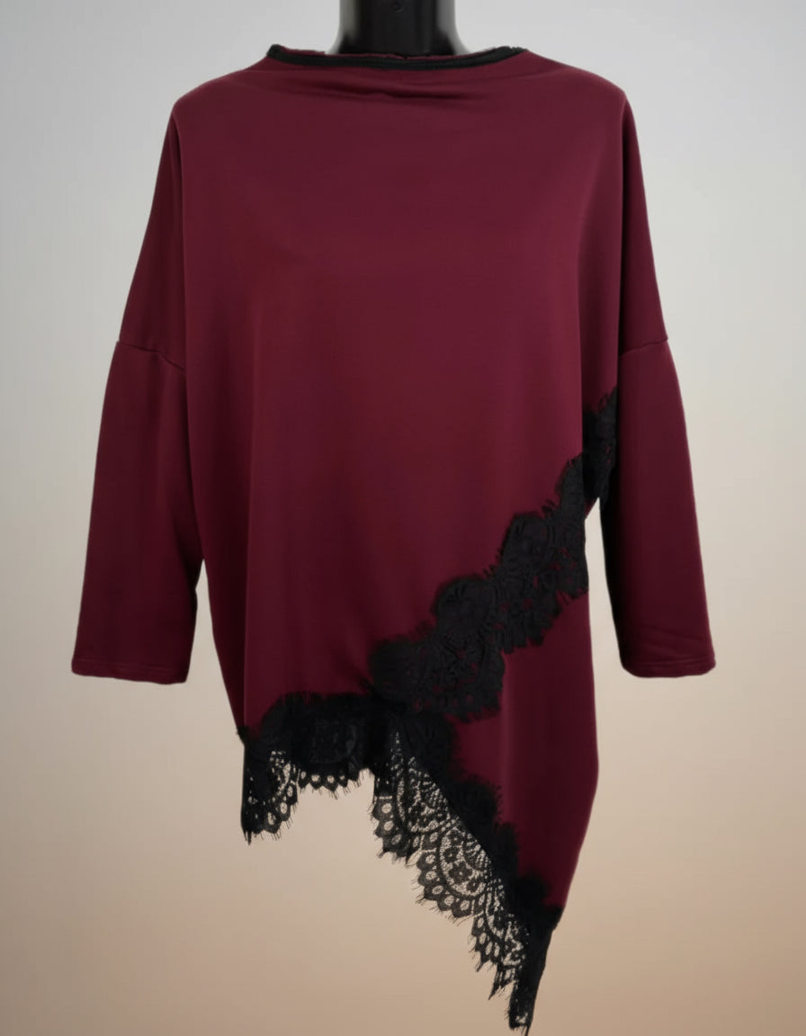 Felpa con profili in pizzo