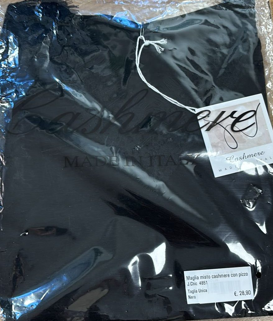 Maglia misto cashmere con pizzo