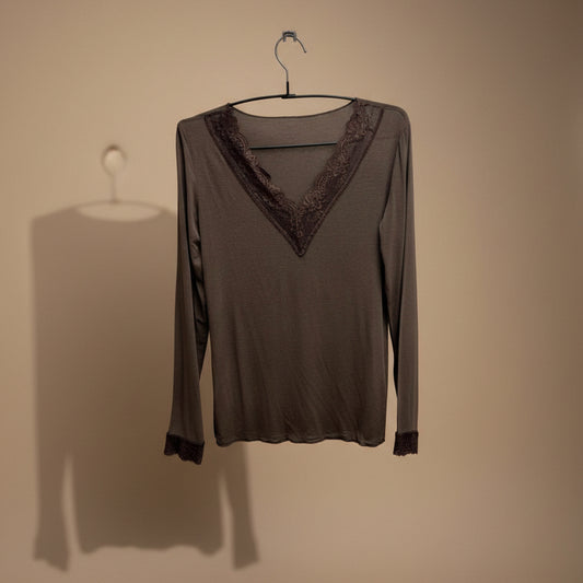 Maglia misto cashmere con pizzo