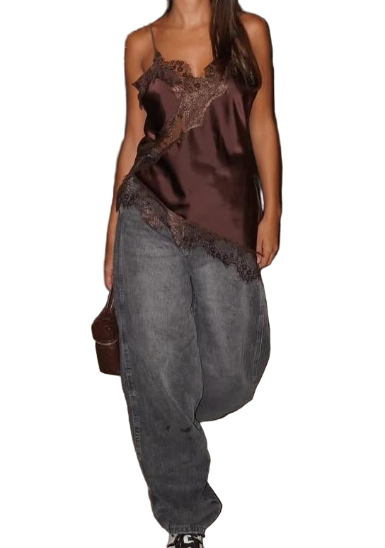 Canotta in raso e pizzo