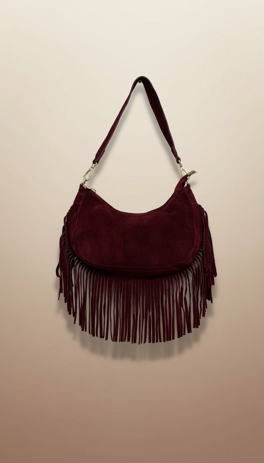 Bag vera pelle con frange