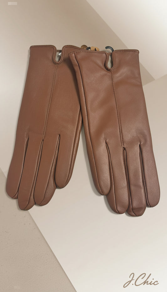 Guanti ecopelle interno in lana