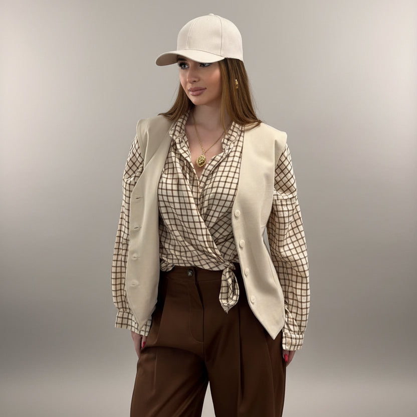 Camicia in cotone a scacchi