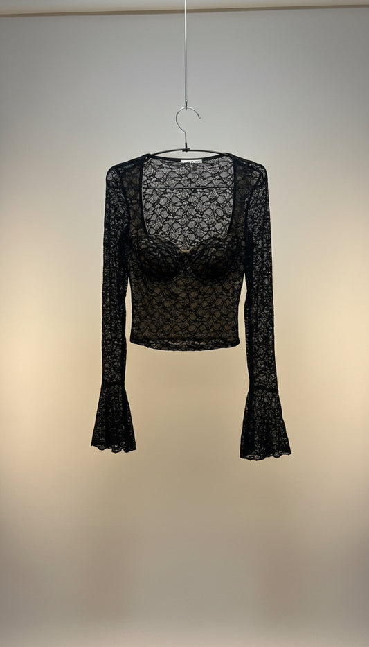 Top in pizzo manica a campana