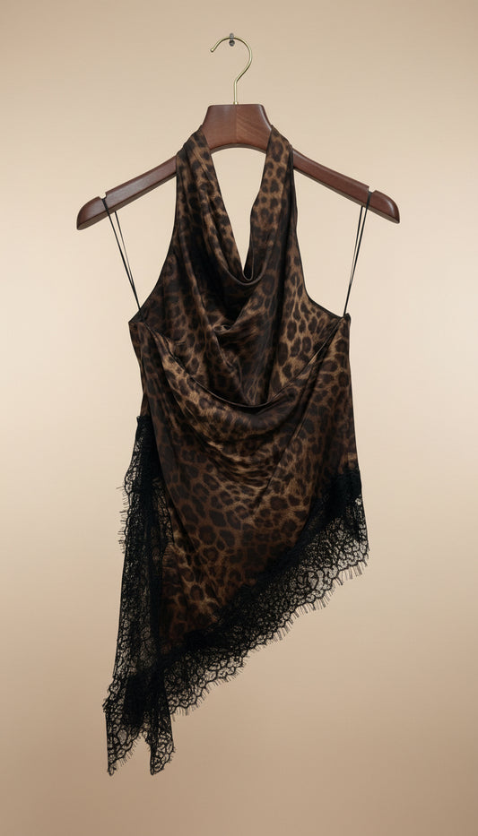 Top Lumina maculato in raso