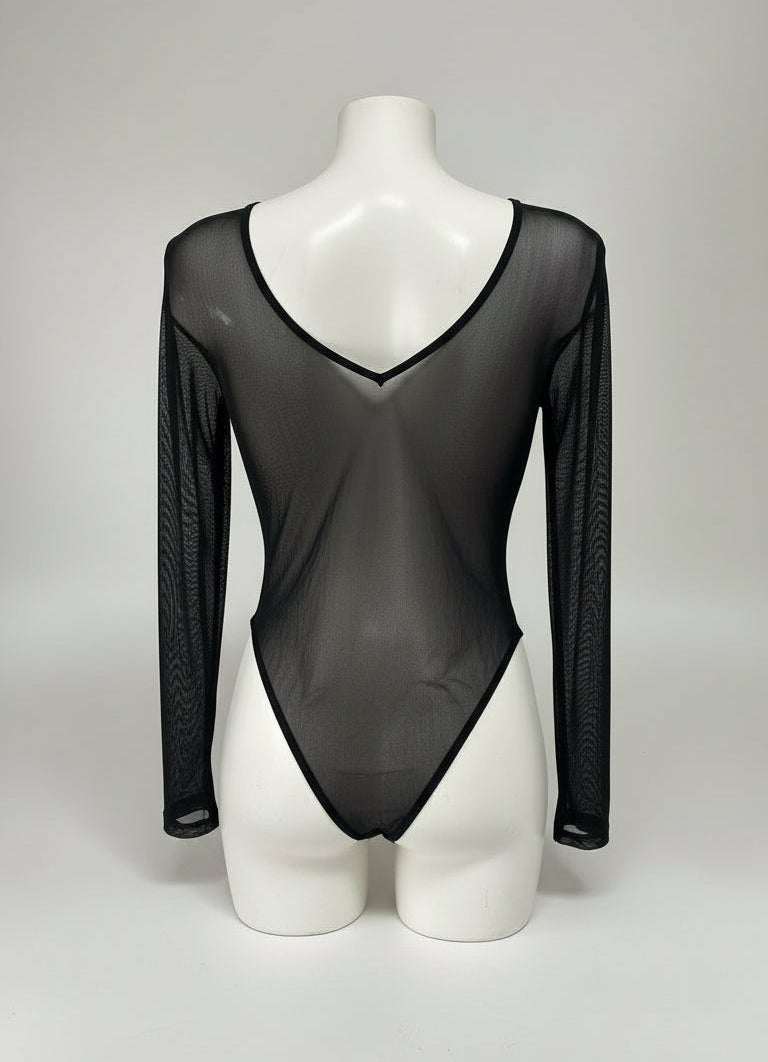 Body in tulle con paillettes