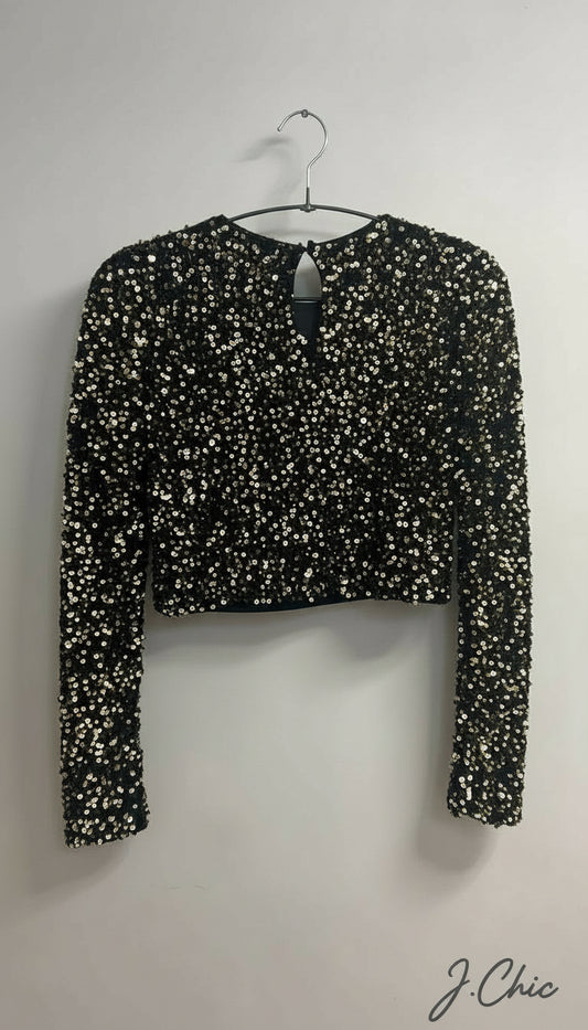 Crop top in paillettes dorate