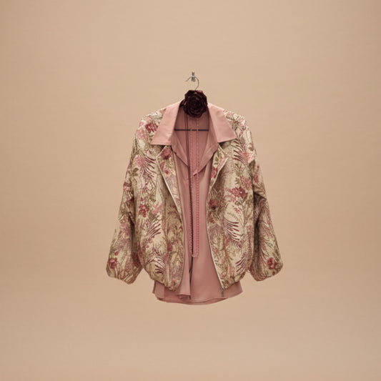 Bomber floreale in viscosa con zip