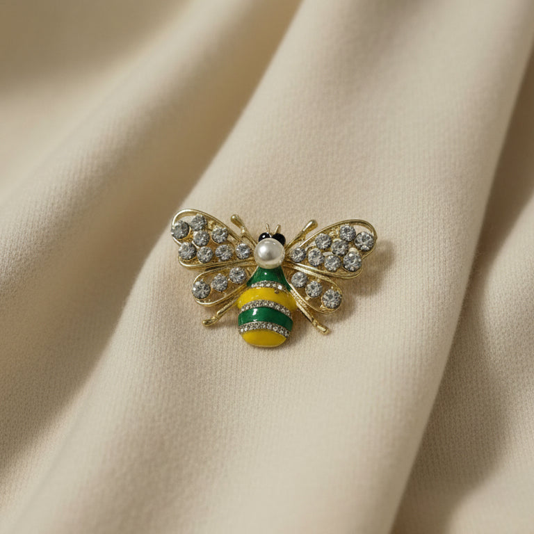 Spilla ape con perla e strass