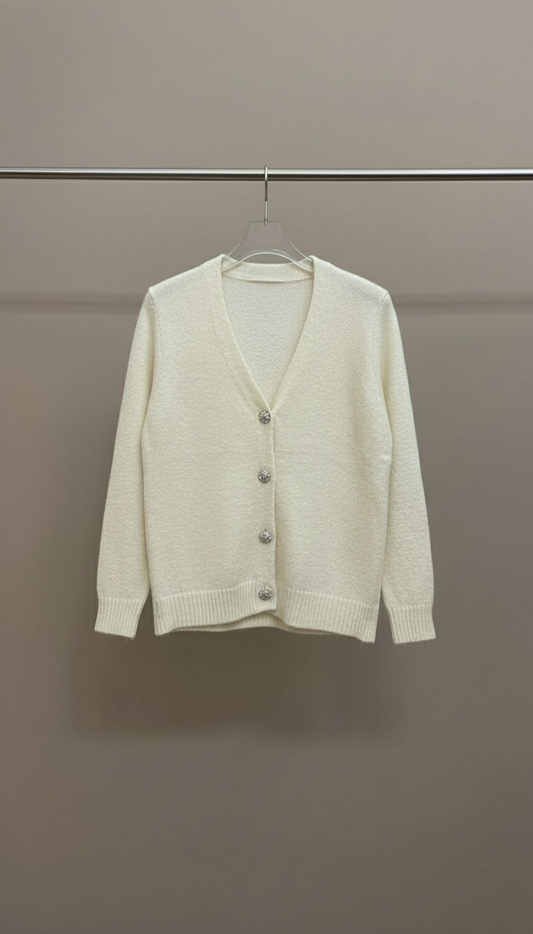 Cardigan con bottoni in strass