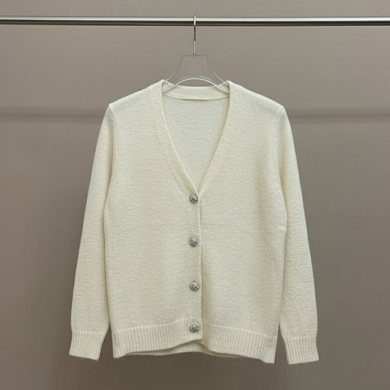 Cardigan con bottoni in strass