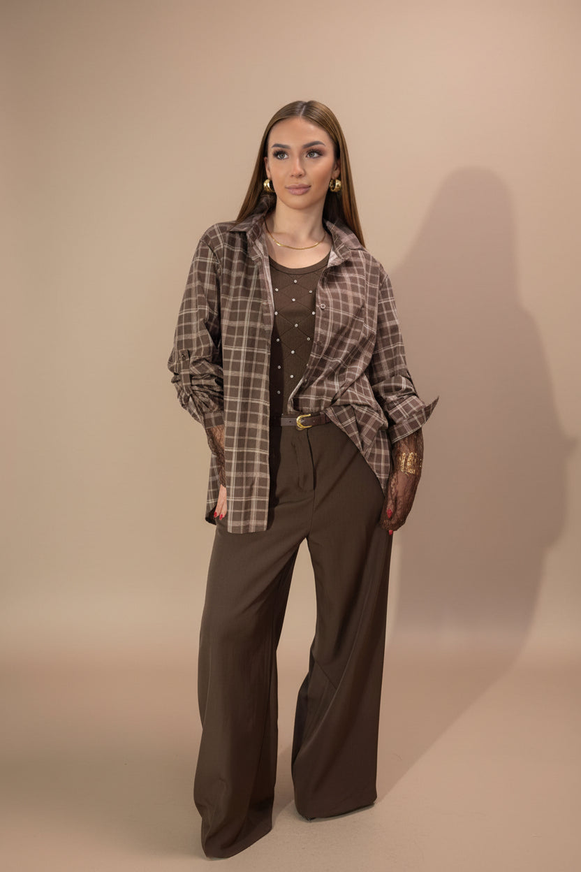 Camicia in cotone con pizzo