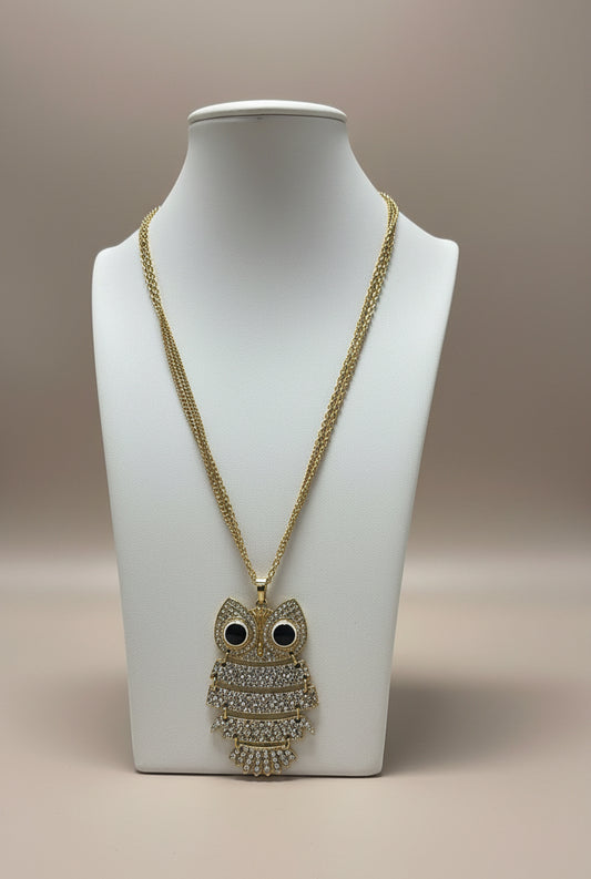 Collana con ciondolo gufo di strass