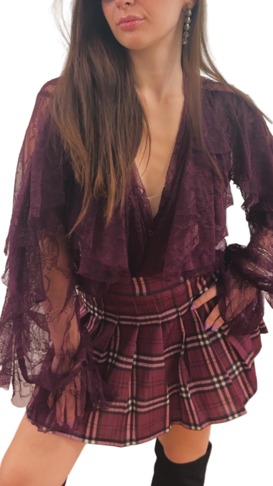 Camicia in pizzo con rouge