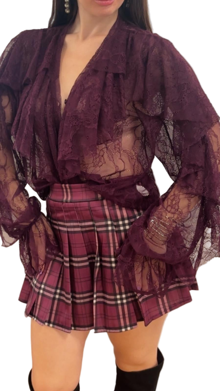 Camicia in pizzo con rouge