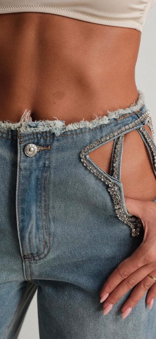 Pantalone Jeans con strass
