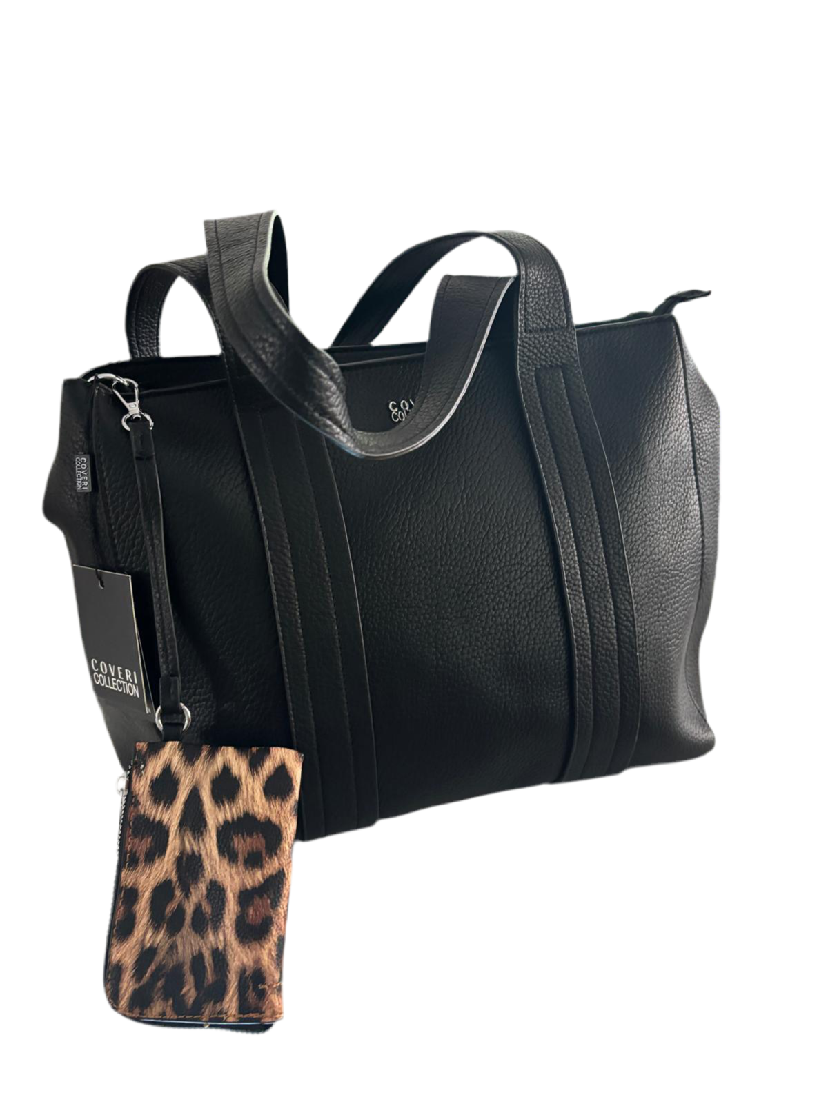 Borsa Coveri ecopelle con porta documenti leopardato.