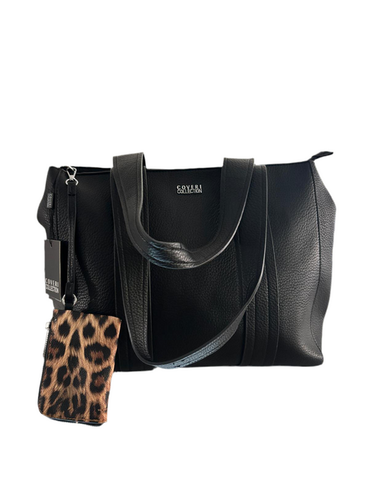 Borsa Coveri ecopelle con porta documenti leopardato.