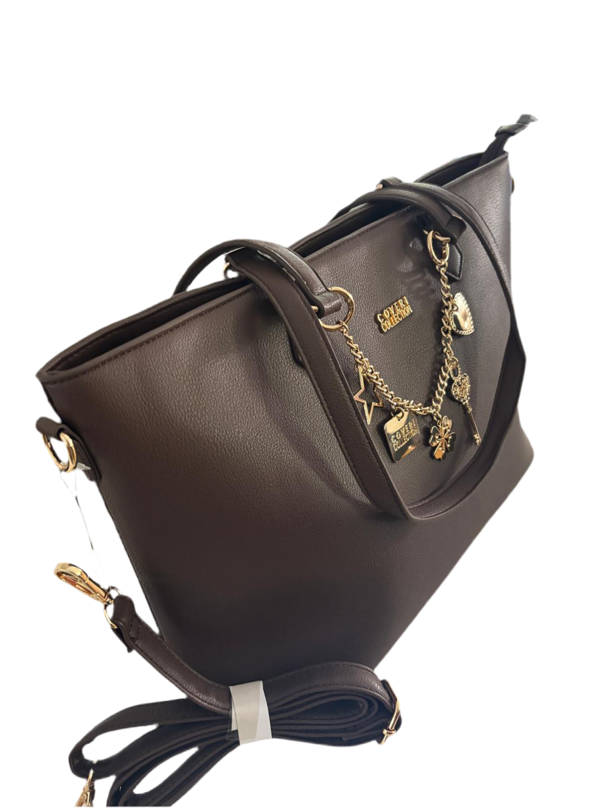 Bag Coveri ecopelle modello shopping con inserti in catena e charms