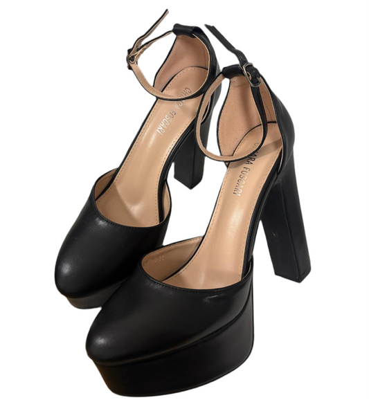 Scarpe con zeppa ecopelle tacco 12 cm