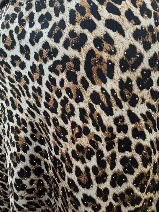 Gonna maculata in raso con strass