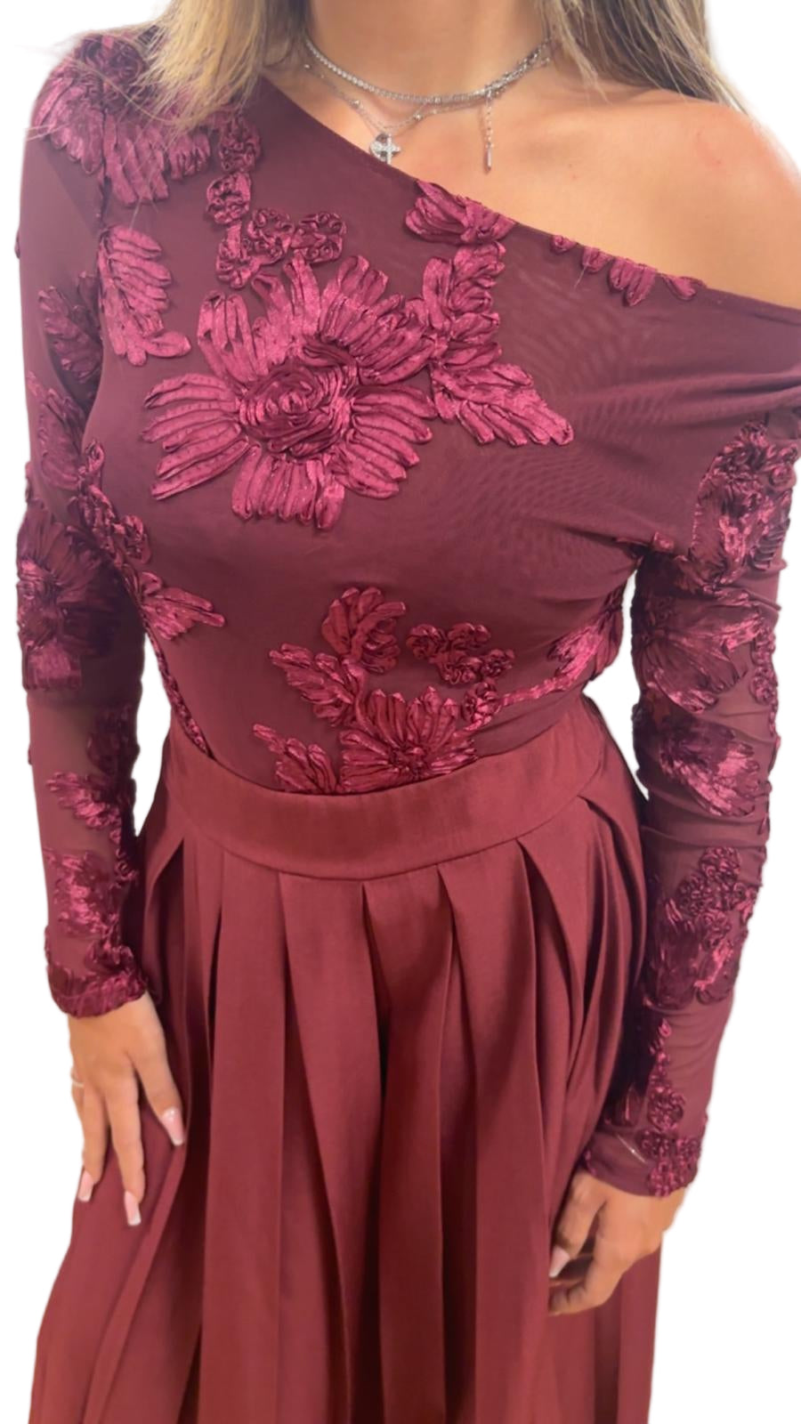 Body in tulle con ricami