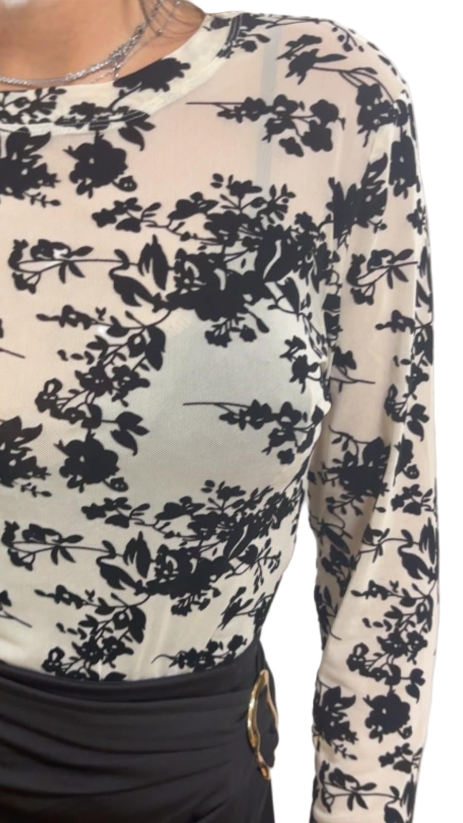 Body in Tulle elasticizzato fantasia floreale