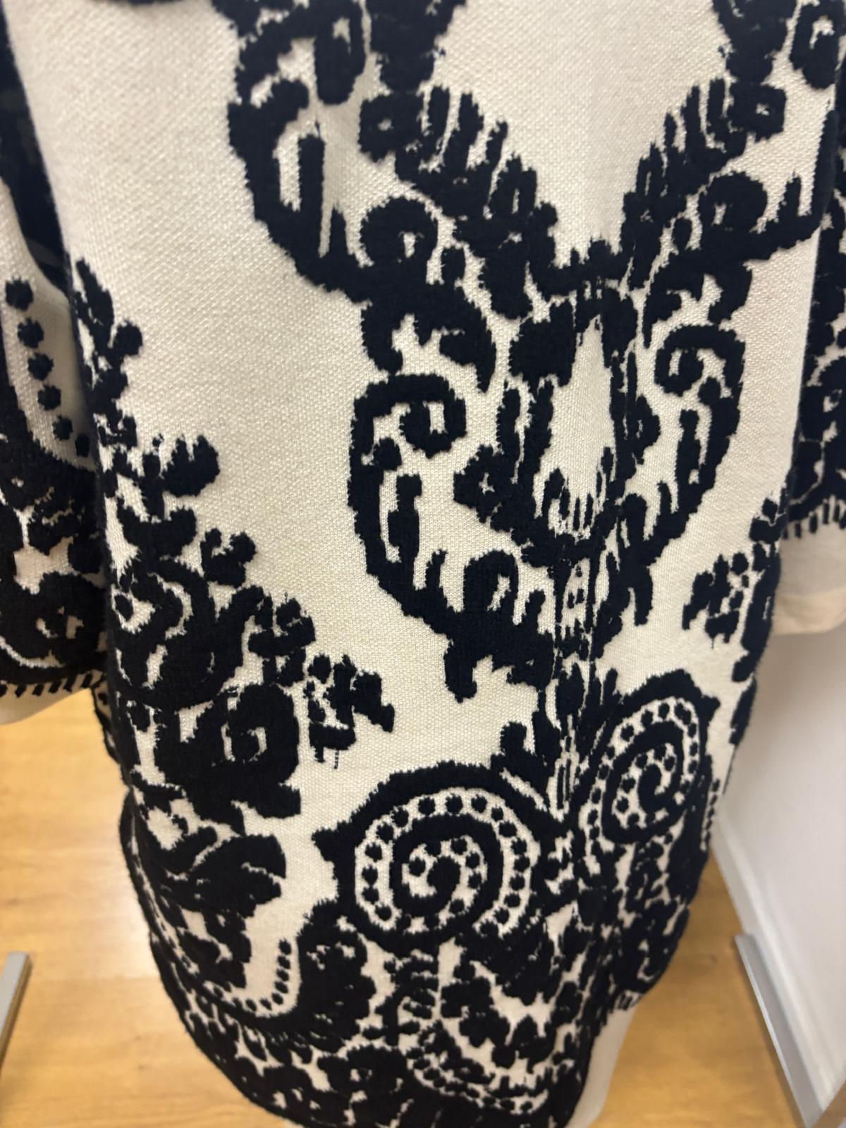 Cardigan lungo in viscosa e lana con ricami