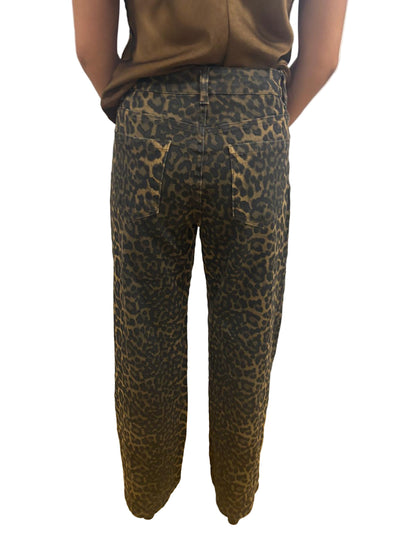 Jeans modello dritto elasticizzato stampa maculata