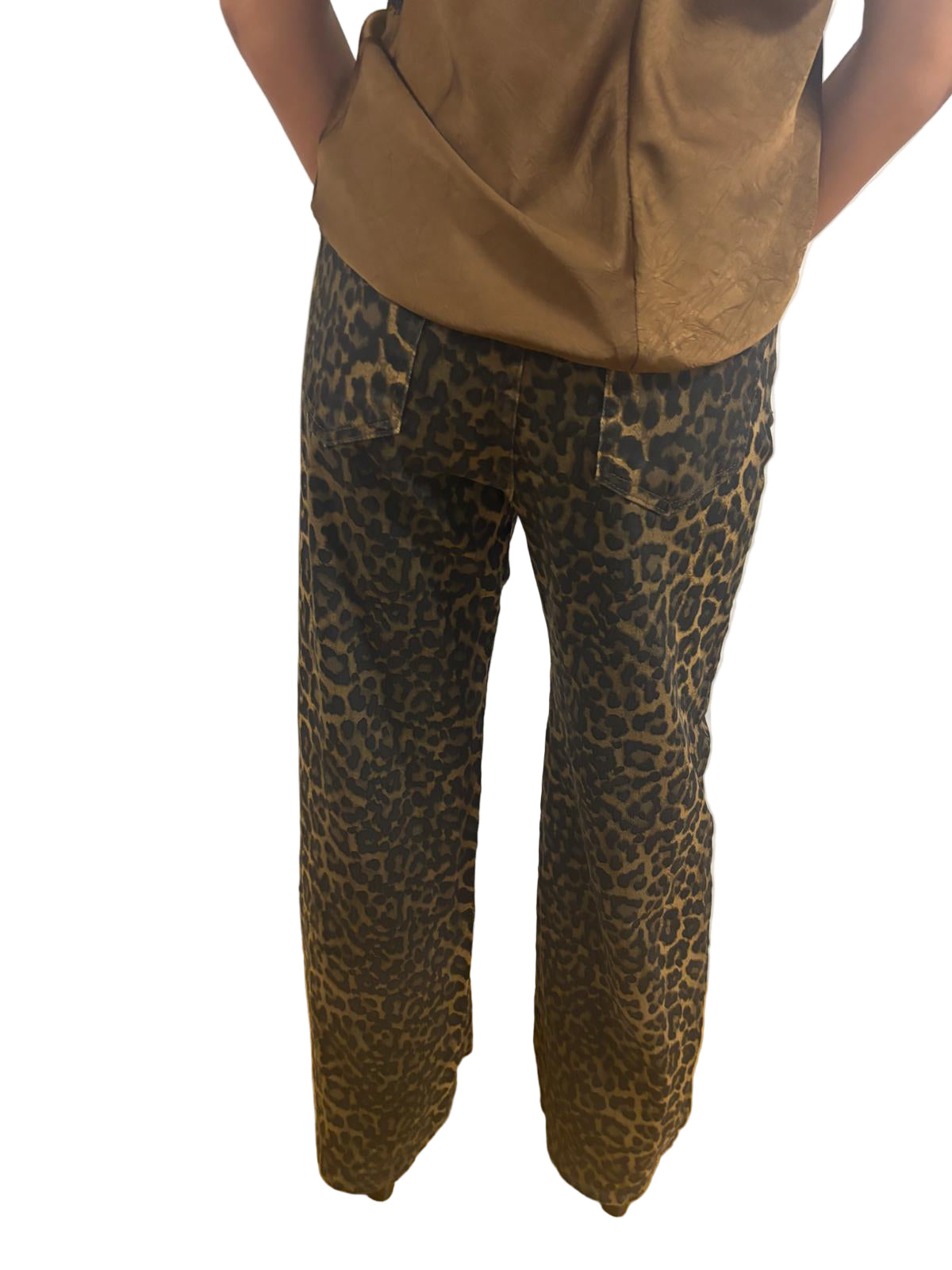 Jeans modello dritto elasticizzato stampa maculata
