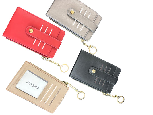 Portacarte con zip ecopelle