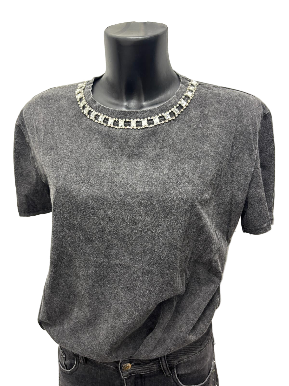 T-shirt con inserti in strass