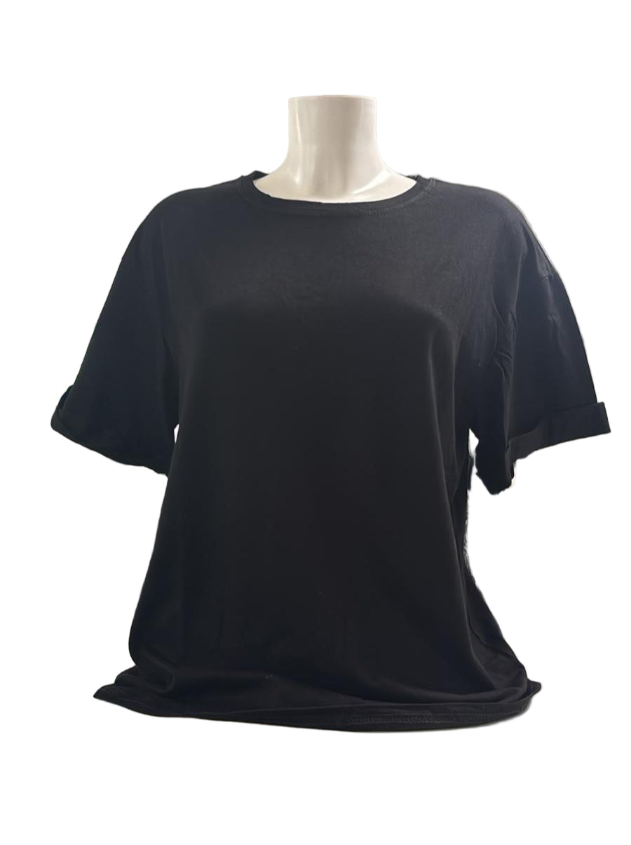 T-shirt puro cotone con risvolto sulle maniche