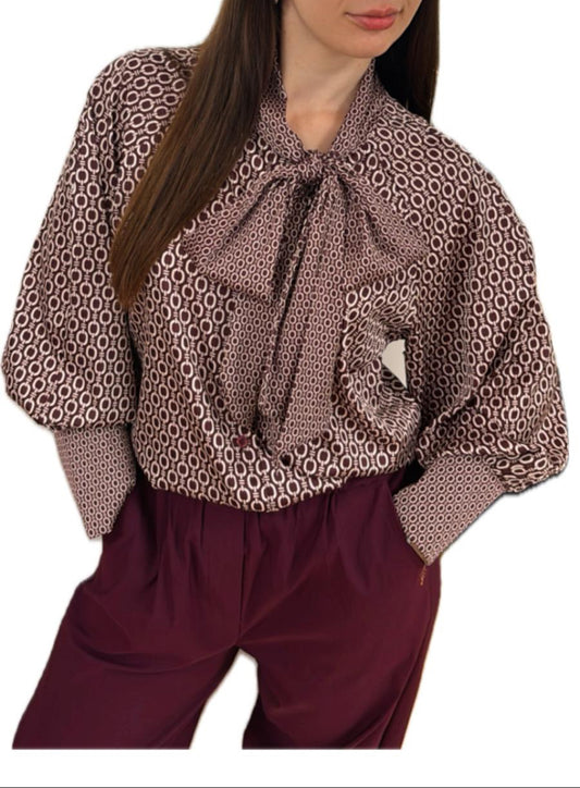 Camicia in viscosa con fiocco