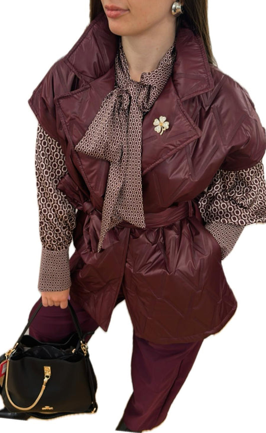 Gilet piumino con cintura
