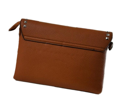 Pochette a busta in eco pelle color nocciola